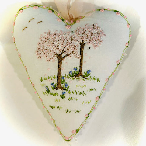Cherry Blossom Embroidered Heart Kit