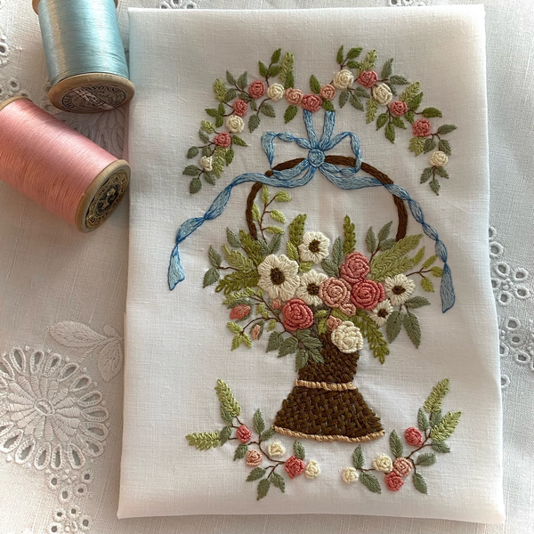 Floral Basket Embroidery Kit