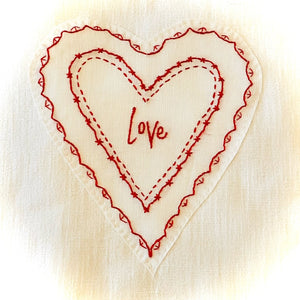 Red Work Love Heart